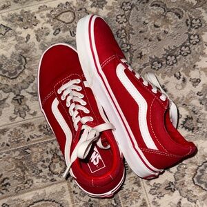 Vans Kids Red and White canvas Sneakers sz 2.5 youth
